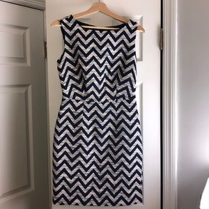 The Limited navy and cream chevron print dress